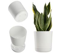 KADAX Pot de fleurs avec soucoupe - Pot de fleurs en plastique - Pot de fleurs minimaliste - Pot décoratif pour fleurs, cactus et herbes (25 cm, blanc)