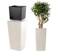 KADAX Pot de fleurs en plastique "Tuluza", pot de fleurs, pot de plantes, avec insert, carré, 40 cm, crème