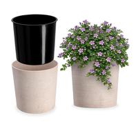 KADAX Pot de Fleurs Crème 30 cm - en Plastique et Copeaux de Bois Recyclés pour Une Décoration Rustique et Authentique, Idéal pour l'Intérieur ou l'Extérieur