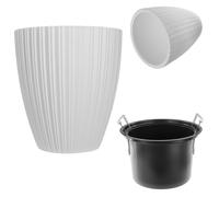 KADAX Pot de fleurs décoratif avec insert intérieur - Rond - En plastique - Pour l'intérieur et l'extérieur - Blanc - 40 cm, K10157