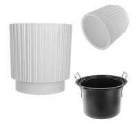 KADAX Pot de fleurs décoratif avec insert intérieur - Rond - En plastique - Pour l'intérieur et l'extérieur - Blanc - 40 cm