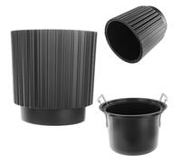 KADAX Pot de fleurs décoratif avec insert intérieur - Rond - En plastique - Pour l'intérieur et l'extérieur - Noir - 30 cm