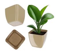 KADAX Pot de fleurs en plastique Ø8-20cm 11 couleurs élégant Pot de fleurs Pot de jardin Pot de fleurs Protection de pot de fleurs pour bureau (17cm beige)