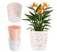 KADAX Pot de Fleurs en Plastique au Design Moderne et Élégant pour Embellir Vos Espaces Intérieurs ou Extérieurs, Parfait pour Maison, Terrasse et Balcon (15 cm, Pêche)