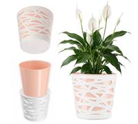 KADAX Pot de Fleurs en Plastique au Design Moderne et Élégant pour Embellir Vos Espaces Intérieurs ou Extérieurs, Parfait pour Maison, Terrasse et Balcon (13 cm, Pêche)