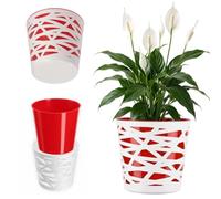 KADAX Pot de Fleurs en Plastique au Design Moderne et Élégant pour Embellir Vos Espaces Intérieurs ou Extérieurs, Parfait pour Maison, Terrasse et Balcon (13 cm, Rouge)