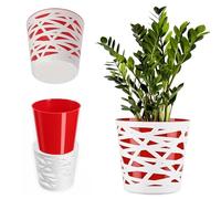 KADAX Pot de Fleurs en Plastique au Design Moderne et Élégant pour Embellir Vos Espaces Intérieurs ou Extérieurs, Parfait pour Maison, Terrasse et Balcon (19 cm, Rouge)