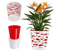 KADAX Pot de Fleurs en Plastique au Design Moderne et Élégant pour Embellir Vos Espaces Intérieurs ou Extérieurs, Parfait pour Maison, Terrasse et Balcon (15 cm, Rouge)