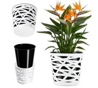 KADAX Pot de Fleurs en Plastique au Design Moderne et Élégant pour Embellir Vos Espaces Intérieurs ou Extérieurs, Parfait pour Maison, Terrasse et Balcon (15 cm, Noir)