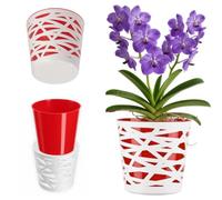 KADAX Pot de Fleurs en Plastique au Design Moderne et Élégant pour Embellir Vos Espaces Intérieurs ou Extérieurs, Parfait pour Maison, Terrasse et Balcon (17 cm, Rouge)