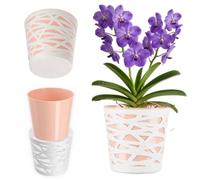 KADAX Pot de Fleurs en Plastique au Design Moderne et Élégant pour Embellir Vos Espaces Intérieurs ou Extérieurs, Parfait pour Maison, Terrasse et Balcon (17 cm, Pêche)