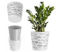 KADAX Pot de Fleurs en Plastique au Design Moderne et Élégant pour Embellir Vos Espaces Intérieurs ou Extérieurs, Parfait pour Maison, Terrasse et Balcon (19 cm, Gris)