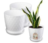 KADAX Pot de Fleurs en Plastique avec Soucoupe, Pot de Plante pour Une Décoration Florale Moderne dans l'espace Interieur (Lot de 2 : Blanc, 25 et 30 cm)