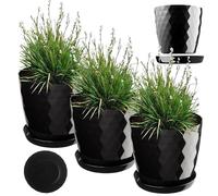 KADAX Pots de fleurs en plastique "Amily", pot avec soucoupe. Pot à plantes, 30 cm, noir, 3 pièces