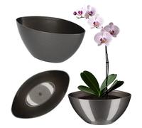 KADAX - Pot de Fleurs en Plastique - De Forme Ovale - 38 x 14 cm - Design Moderne - Idéal pour la décoration d’intérieur et Balcon - Anthracite