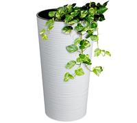 KADAX Pot de fleurs en plastique, élégant pot avec insert amovible, cache-pot pour le bureau, pot pour le jardin, diamètre 30 cm, blanc