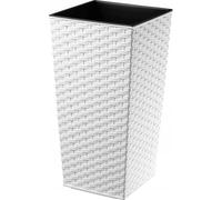 KADAX Pot de fleurs en plastique "Pesaro", pot de fleurs, pot de plantes, avec insert, carré, 35 cm, blanc