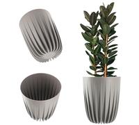 KADAX Pot de fleurs en plastique, pots de plantes modernes, pot de plantes avec motif géométrique, pot de fleurs rond avec insert, pot de fleurs naturel pour l'extérieur, cache-pot haut (∅ 30 cm, gris