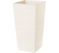 KADAX Pot de fleurs en plastique "Tuluza", pot de fleurs, pot de plantes, avec insert, carré, 35 cm, crème