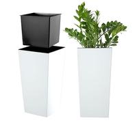 Kadax – Pot de fleurs haut 46,5 cm – Plastique finition lisse, résistant aux intempéries, blanc