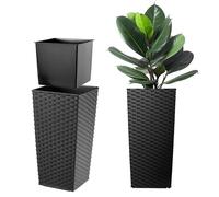 KADAX Pot de fleurs en plastique "Pesaro", pot de fleurs, pot de plantes, avec insert, carré, 30 cm, noir