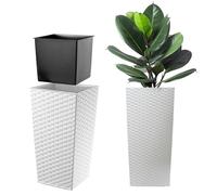 KADAX Pot de fleurs en plastique "Pesaro", pot de fleurs, pot de plantes, avec insert, carré, 35 cm, blanc