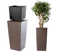KADAX Pot de fleurs en plastique "Tuluza", pot de fleurs, pot de plantes, avec insert, carré, 40 cm, moka