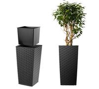 KADAX Pot de fleurs en plastique "Pesaro", pot de fleurs, pot de plantes, avec insert, carré, 40 cm, noir