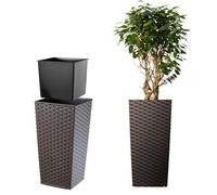 KADAX Pot de fleurs en plastique "Pesaro", pot de fleurs, pot de plantes, avec insert, carré, 40 cm, moka