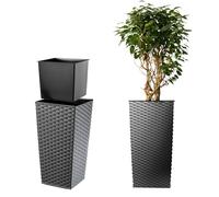 KADAX Pot de fleurs en plastique "Pesaro", pot de fleurs, pot de plantes, avec insert, carré, 40 cm, graphite