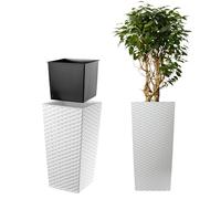 Kadax Pot de fleurs Pesaro plastique carré avec insert 40 cm blanc