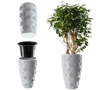 KADAX Pot de Fleurs Haut, Jardinière en Plastique de Grande Taille avec Motif Moderne pour Sublimer Votre Intérieur ou Extérieur, Bac à Fleur (Gris, 48.5 cm)