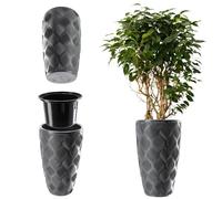 KADAX Pot de Fleurs Haut, Jardinière en Plastique de Grande Taille avec Motif Moderne pour Sublimer Votre Intérieur ou Extérieur, Bac à Fleur (Anthracite, 58.5 cm)