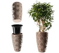 KADAX Pot de Fleurs Haut, Jardinière en Plastique de Grande Taille avec Motif Moderne pour Sublimer Votre Intérieur ou Extérieur, Bac à Fleur (Beige, 58.5 cm)