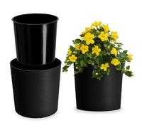 KADAX Pot de Fleurs Noir 19 cm - en Plastique et Copeaux de Bois Recyclés pour Une Décoration Rustique et Authentique, Idéal pour l'Intérieur ou l'Extérieur