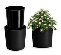 KADAX Pot de Fleurs Noir 25 cm - en Plastique et Copeaux de Bois Recyclés pour Une Décoration Rustique et Authentique, Idéal pour l'Intérieur ou l'Extérieur