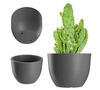 KADAX Pot de fleurs, pot de fleurs, rond en plastique, pour l'intérieur et l'extérieur, 3 variantes de couleurs, pot pour jardin, balcon (gris, 30 cm)