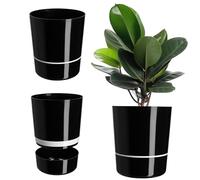 KADAX Pot de fleurs, pot de plantation rond, Pot de fleurs en deux parties pour fleurs, plantes, balcon, pot de fleurs moderne en plastique, cache-pot pour intérieur et extérieur, brillant (29 cm