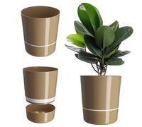 KADAX Pot de fleurs, pot de plantation rond, pot de fleurs en deux parties pour fleurs, plantes, balcon, pot de fleurs moderne en plastique, cache-pot pour intérieur et extérieur, brillant (25 cm