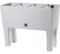 KADAX Pot de Fleurs sur Pieds, Plate-Bande surélevée en Plastique, Disponible en 2 Tailles, bac à Plantes en rotin, bac à Fleurs pour Jardin, Balcon, terrasse, bac à Plantes, Parterre (80 cm/Blanc)