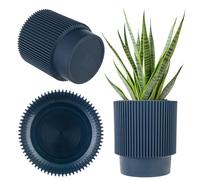 KADAX - Pot décoratif en plastique pour fleurs, pot rond pour intérieur et extérieur, porte-plantes moderne pour plantes d'appartement (Bleu foncé, 15,5 cm)