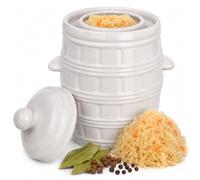 KADAX Pot en grès, pot en céramique dense, avec gouttière et couvercle, passe au lave-vaisselle, pot à fermentation en céramique, pot à fermentation pour concombres (crème, 8 l)