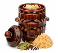 KADAX Pot en grès, Pot en céramique hermétique avec gouttière et couvercle, Pot en grès résistant au lave-vaisselle, Pot à fermentation en céramique, Pot de mise en conserve pour cornichons (Marron