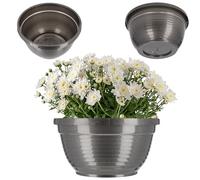 KADAX Pot en plastique, pot de fleurs rond, pot de plantes résistant aux intempéries pour l'extérieur, vase funéraire, pot de fleurs léger en forme de boule (⌀ 20 cm, Graphite)