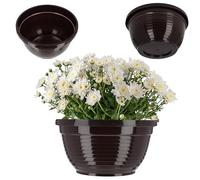 KADAX Pot en plastique, pot de fleurs rond, pot de plantes résistant aux intempéries pour l'extérieur, vase funéraire, léger pot sphérique pour fleurs, pot de plantes (⌀ 13 cm, brun)