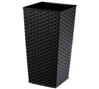 KADAX Pot de Fleurs Haut 46,5 cm, Plastique Imitation rotin, résistant aux intempéries - intérieur/extérieur, Noir rotin