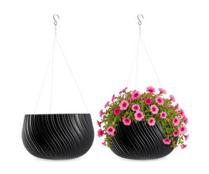 KADAX Pot Suspendu Avec Chaîne et Crochet, Pour Plantes Grimpantes, Cache-Pot Avec Insert, Protection Intérieur et Extérieur (∅ 32 cm, Anthracite)
