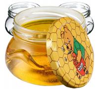 KADAX Pots à conserves avec couvercle "Raja", Pots à conserves, 300ml, 100 pièces, Couvercle avec dessin de miel