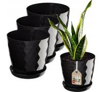 KADAX Pots de fleurs en plastique "Amily", pot avec soucoupe. Pot à plantes, 30 cm, noir, 3 pièces