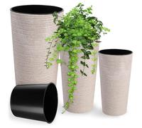 KADAX Pots de fleurs "Latina", cache-pot avec doublure amovible, protection pour pots de fleurs, pots de fleurs, 19 + 25 + 30 cm, crème